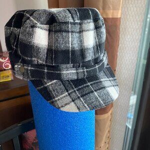 Newsboy Plaid Hat Black/White/Grey One Size